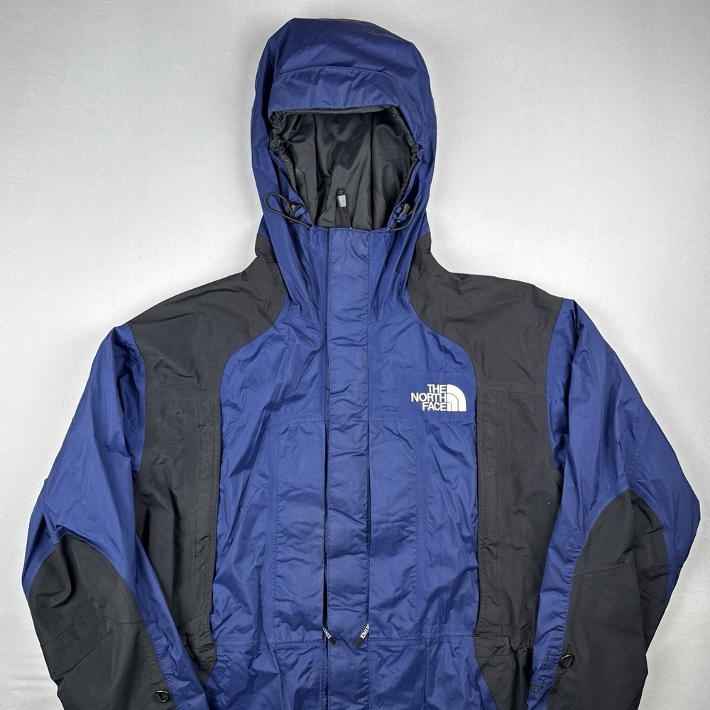 The North Face Gore-Tex Shell Jacket Mens Large Blue Black Hooded Rain